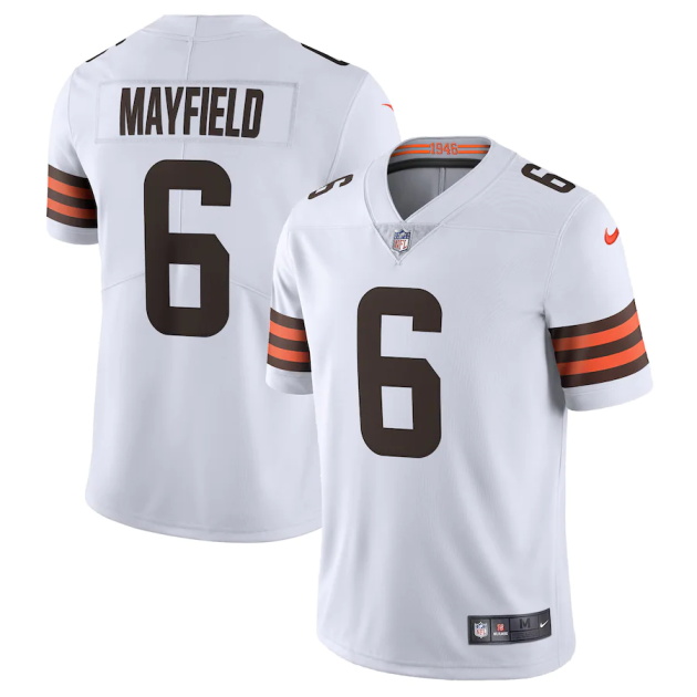 mens nike baker mayfield white cleveland browns vapor limited jersey